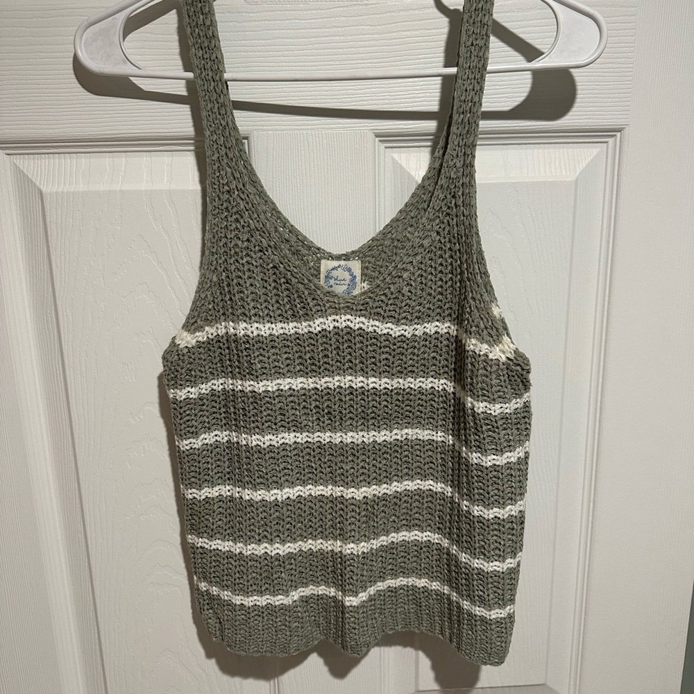Blue Rain Gray Ribbed Sleeveless Tank Top